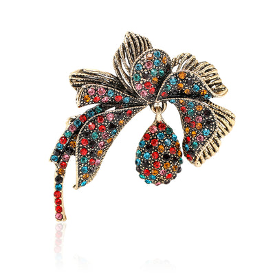Crystal Orchid brooch shown in front product view