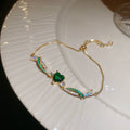 Heart Crystal Slider Bracelet Leaf Accents 5 Styles view 9