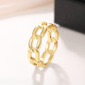 Metal Curb Chain Link Band Ring Gold White Rose Black view 6