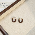 Enamel U Shape Huggie Hoop Earrings In Four Colors view 9