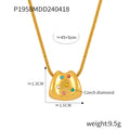 Gold Steel Bitten Pendant Snake Chain Necklace Czech Zircon view 6