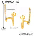 Double Line Zircon Ear Cuff Earrings Gold Or Steel view 6