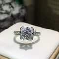 Silver Clover Halo Clear CZ Finger Ring Sizes 6-10 view 5