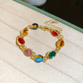 Gold Multicolor Oval Cabochon Earrings Bracelet Necklace view 7