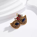Blue Gold Tone Bauhinia Flower Crystal Metal Brooch Pin view 5
