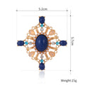 Blue Gold Tone Cross Openwork Crystal Pearl Look Metal Brooch Pin view 2