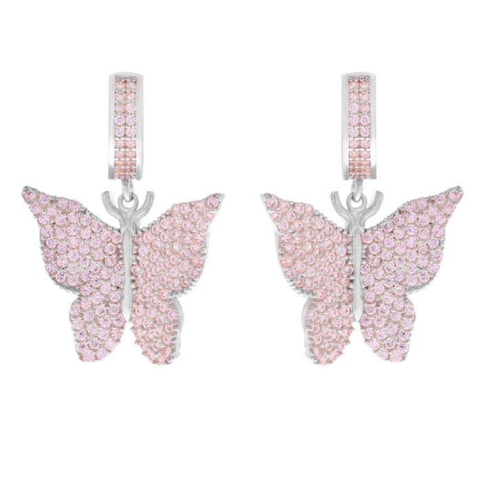 Crystal Butterfly Earrings In Four Color And Drop Styles