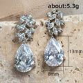 Crystal Leaf Cluster Teardrop Dangle Earrings in Silver Tone view 4