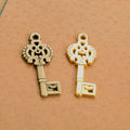 Floral Bow Skeleton Key Charm Metal Jewelry Making Component In 3 Finishes view 2
