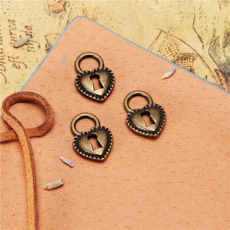 Heart Lock Alloy Charm Pendant for DIY Jewelry, 17x12mm