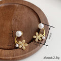 Crystal Flower Pearl Ear Jacket Earrings Polished Statement Fashion Jewelry view 4