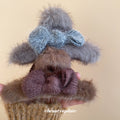Coffee Brown Faux Fur Bow Shark Claw Hair Clip Plush view 2