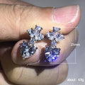 Silver Tone Heart Crystal Floral Cluster Drop Earrings view 5