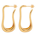 Gold Long Goose Neck Open Earrings Smooth Copper Hoop Style view 5