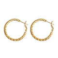 Polished Gold Braided Twisted Texture Circle Hoop Earrings view 5