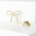 Mini Zircon Bow Brooch Gold or Silver Pin Back Metal Pin Brooch view 2