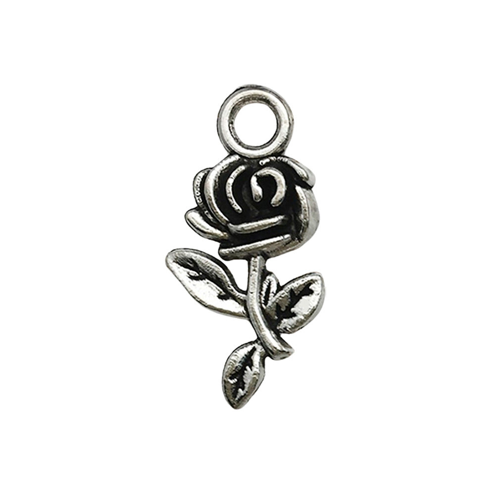 Vintage Zinc Alloy Rose Flower Charm Pendant for DIY Bracelet Necklace Jewelry Making