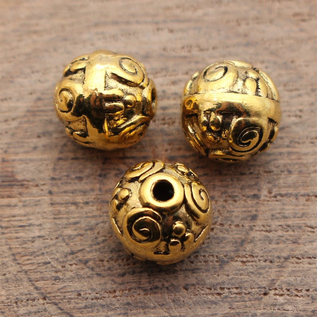 10x10x10mm 3.2g Multicolor Zinc Alloy Swirl Texture Spacer Beads for Bracelet Necklace Jewelry Making