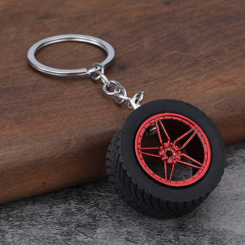 Tire and Wheel Rim Soft Rubber Keychain for Car Enthusiasts