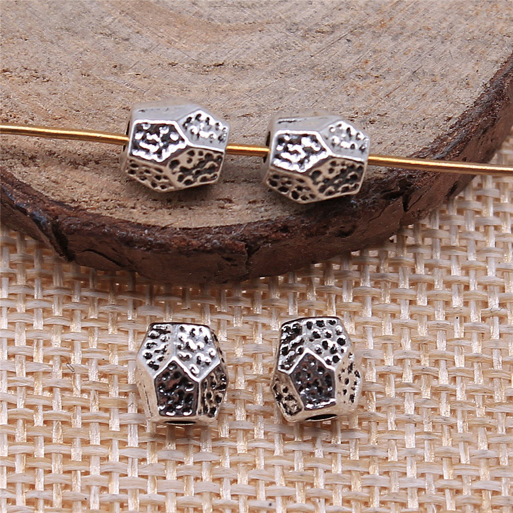 7x7mm 0.9g Antique Silver Zinc Alloy Irregular Small Hole Spacer Beads for Bracelet Making