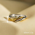 Intertwined Wave Band Ring In Polished Gold And Silver Tones view 4