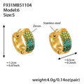 Gold Domed Colorblock Zircon Huggie Earrings Sizes view 11