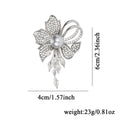 Flower Crystal Pearl Look Two Designs Metal Brooch Pin 6 x 4 cm view 2