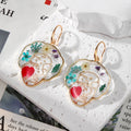 Gold and Silver Tone Face Pressed Flower Resin Hook Earrings view 4