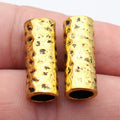 Hammered Long Tube Metal Beads in Three Antique Finishes view 3