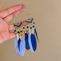 Colorful Feather And Beaded Drop Earrings Fourteen Styles view 12