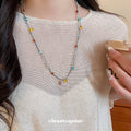 Colorful Beaded Double Cord Necklace with Tiny Accents view 1