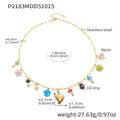 Gold Stainless Steel Paperclip Multi-Charm Resin Mushroom Necklace view 7