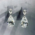 Long Clear Pear-Shaped Drop Earrings In Polished Silver Tone view 4