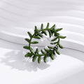 Green White Floral Wreath Wreath Pearl Look Metal Brooch Pin view 4
