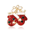 Red Rhinestone Mittens and Bow Brooch in Red for Jackets and Scarves view 5