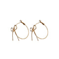 Open Bow Wire Hoop Earrings in Gold and Silver Tone view 5
