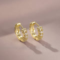 Gold X Cross Clear Stone Huggie Hoop Earrings Alloy view 2