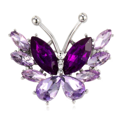 Front product view of an amethorate butterfly brooch
