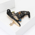 Black Enamel Witch Hat Brooch Decorative Lapel Pin view 3