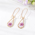 Gold Tone Clear Resin Pressed Flower Teardrop Hook Earrings view 3