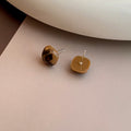 Four Brown Leopard Print Small Round Stud Earrings view 3
