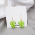 Green Grape Bead Cluster Gold Tone Dangle Hook Earrings view 3