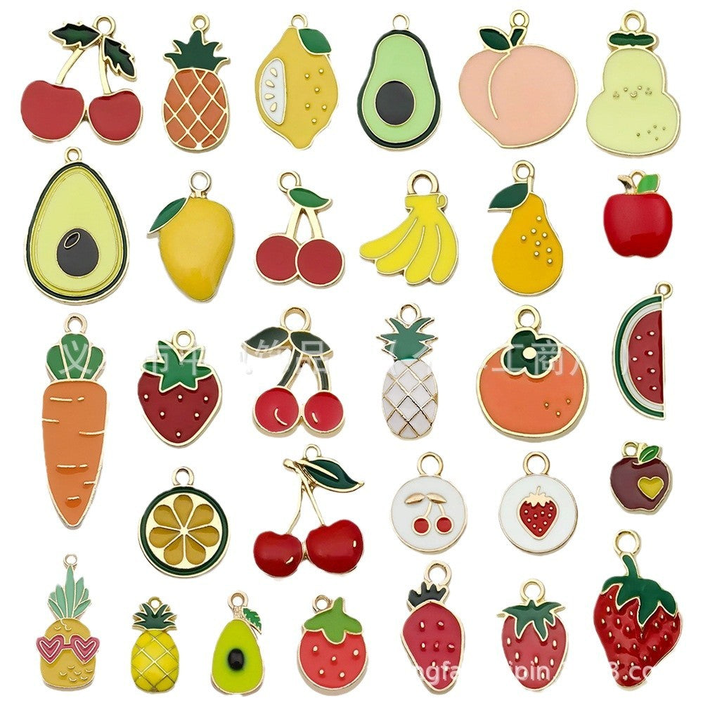 Enamel Zinc Alloy Pineapple Strawberry Cherry Apple Watermelon Charm Pendant for DIY Jewelry