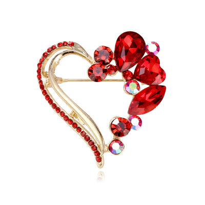 Front product view of an open heart brooch