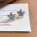 Silver Blue Crystal Star Stud Earrings for Everyday Styling view 6