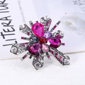 Purple Pink Silver Tone Pink Crystal Burst Metal Brooch Pin view 5