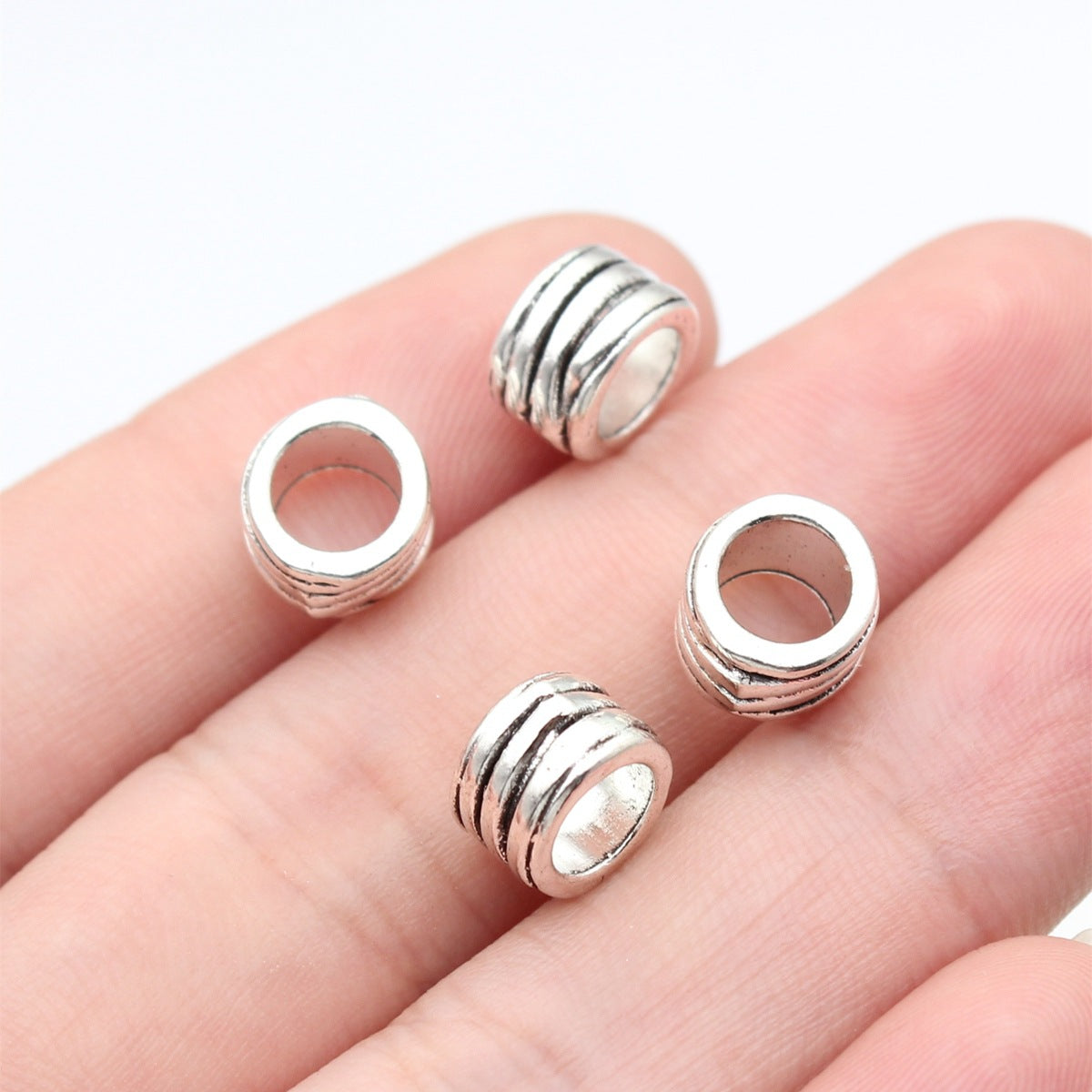 9.7x8.5x5.8mm 1.05g Antique Silver Zinc Alloy Large Hole Spacer Beads for DIY Bracelet Jewelry Making