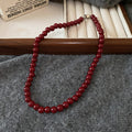 Red Glossy Round Bead Strand Necklace Eight Size Variants view 6