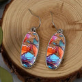 Antique Silver Multicolor Oval Abstract Drop Hook Earrings view 2