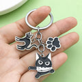 Black Cat With Knife And Paw Print Metal Keychain, Three Charms view 3